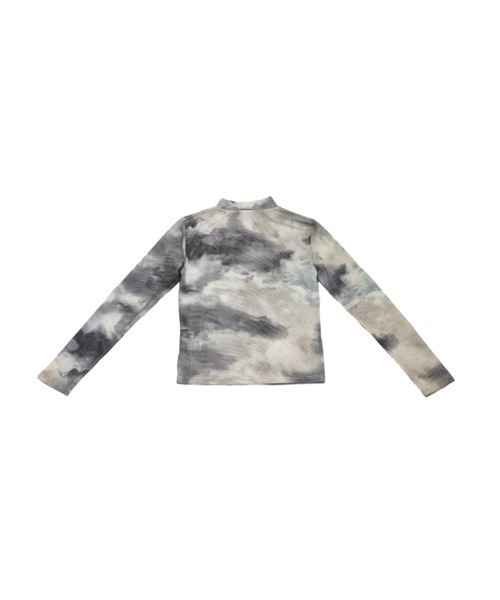 Uenui（ウニュイ）の「マーブル ハイネック シアー トップス シースルー カラー 長袖 総柄 グラフィック シースルートップス 長袖 シアートップス 長袖（Tシャツ/カットソー・レディース・ブルー/グレー/ブラック/レッド/オレンジ・FREE）」の13枚目の写真