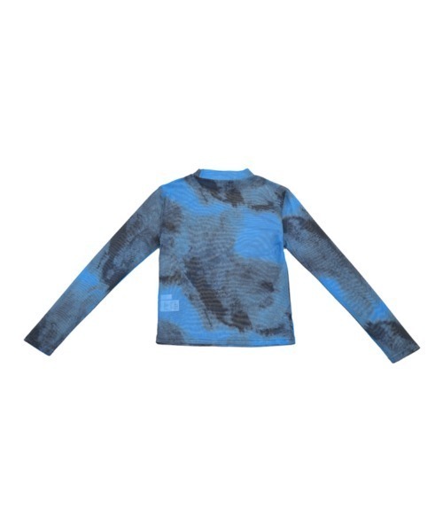 Uenui（ウニュイ）の「マーブル ハイネック シアー トップス シースルー カラー 長袖 総柄 グラフィック シースルートップス 長袖 シアートップス 長袖（Tシャツ/カットソー・レディース・ブルー/グレー/ブラック/レッド/オレンジ・FREE）」の15枚目の写真