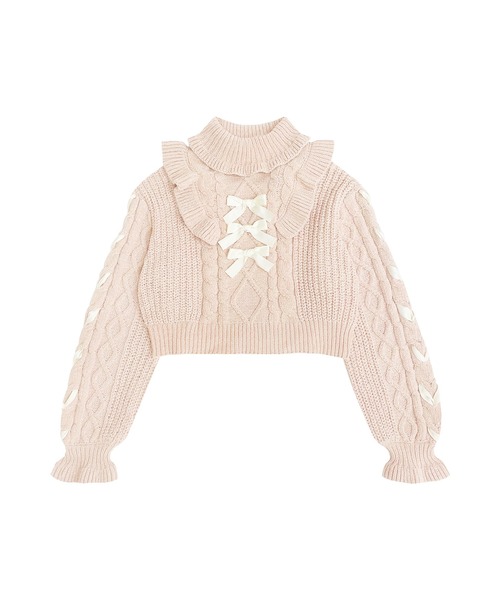 Honey Cinnamon（ハニーシナモン）の「センターリボンモールニット