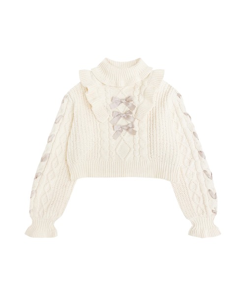 Honey Cinnamon（ハニーシナモン）の「センターリボンモールニット