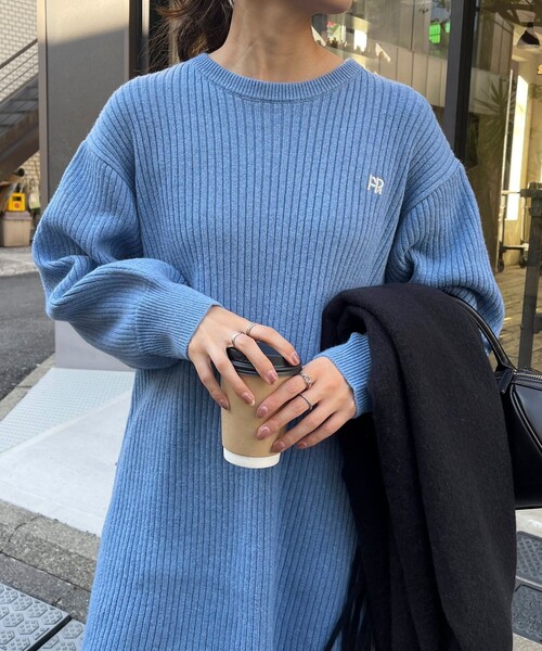 fredy emue(フレディエミュ)の「FR刺繍チュニックワンピース(ワンピース・レディース・チャコールグレー/アイボリー/サックスブルー・38)」の19枚目の写真