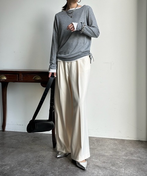 DouDou（ドゥドゥ）の「レイヤードセットTEE（Tシャツ/カットソー・レディース・グレー/オフホワイト/イエロー・FREE）」の22枚目の写真