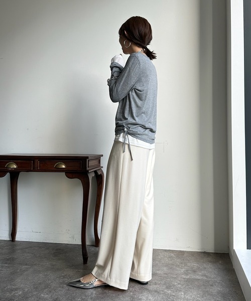 DouDou（ドゥドゥ）の「レイヤードセットTEE（Tシャツ/カットソー・レディース・グレー/オフホワイト/イエロー・FREE）」の5枚目の写真