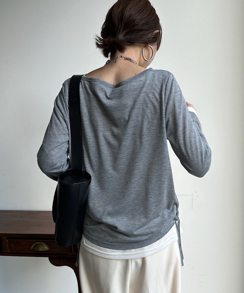 DouDou（ドゥドゥ）の「レイヤードセットTEE（Tシャツ/カットソー・レディース・グレー/オフホワイト/イエロー・FREE）」の10枚目の写真