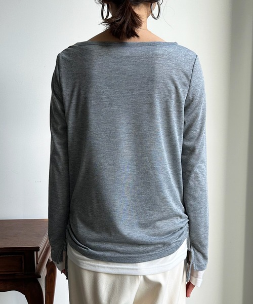 DouDou（ドゥドゥ）の「レイヤードセットTEE（Tシャツ/カットソー・レディース・グレー/オフホワイト/イエロー・FREE）」の6枚目の写真