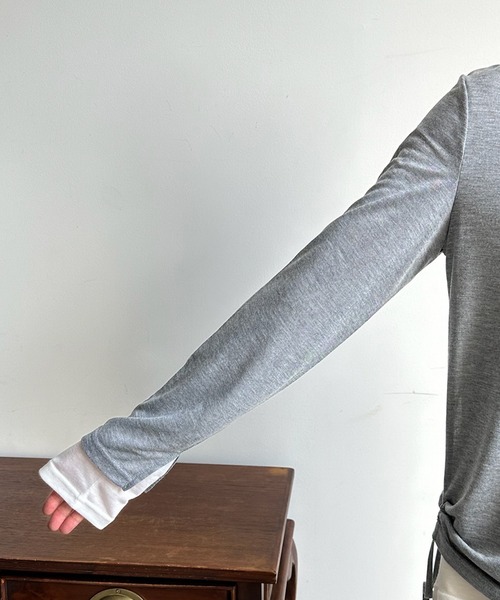 DouDou（ドゥドゥ）の「レイヤードセットTEE（Tシャツ/カットソー・レディース・グレー/オフホワイト/イエロー・FREE）」の15枚目の写真