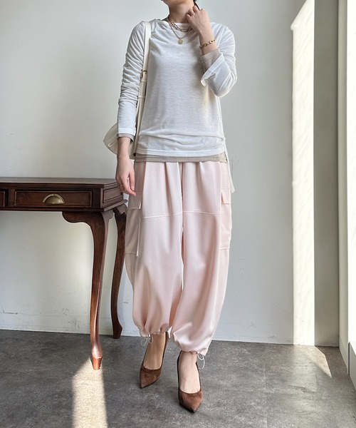 DouDou（ドゥドゥ）の「レイヤードセットTEE（Tシャツ/カットソー・レディース・グレー/オフホワイト/イエロー・FREE）」の8枚目の写真