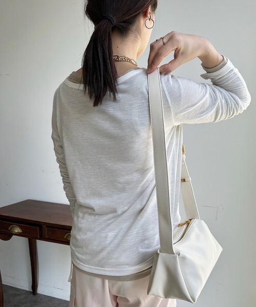 DouDou（ドゥドゥ）の「レイヤードセットTEE（Tシャツ/カットソー・レディース・グレー/オフホワイト/イエロー・FREE）」の4枚目の写真