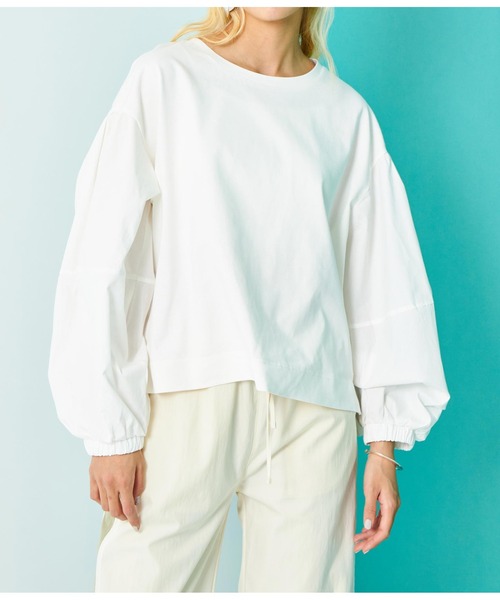 Settimissimo（セッティミッシモ）の「ランタンスリーブ 切替 プルオーバー（Tシャツ/カットソー・レディース・オフホワイト/ブラック・FREE）」の2枚目の写真