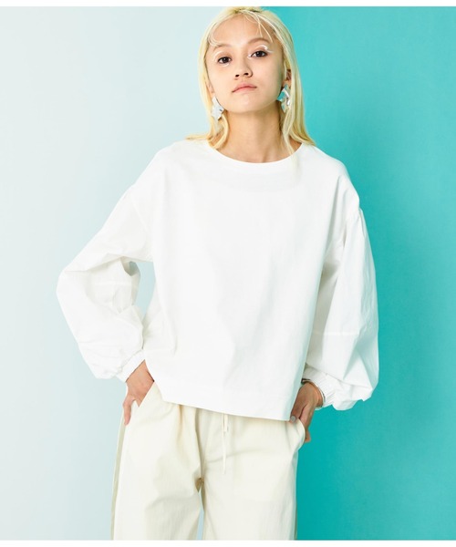 Settimissimo（セッティミッシモ）の「ランタンスリーブ 切替 プルオーバー（Tシャツ/カットソー・レディース・オフホワイト/ブラック・FREE）」の5枚目の写真