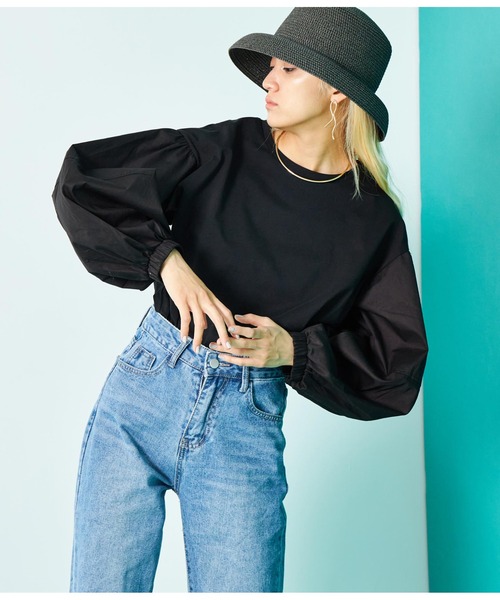 Settimissimo（セッティミッシモ）の「ランタンスリーブ 切替 プルオーバー（Tシャツ/カットソー・レディース・オフホワイト/ブラック・FREE）」の17枚目の写真
