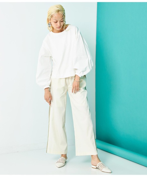 Settimissimo（セッティミッシモ）の「ランタンスリーブ 切替 プルオーバー（Tシャツ/カットソー・レディース・オフホワイト/ブラック・FREE）」の8枚目の写真