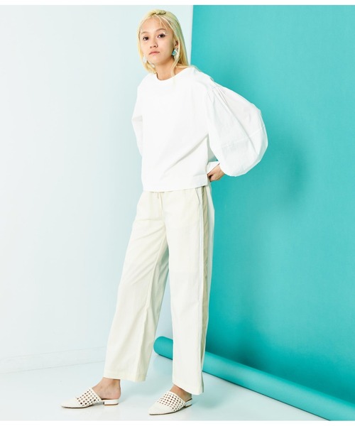 Settimissimo（セッティミッシモ）の「ランタンスリーブ 切替 プルオーバー（Tシャツ/カットソー・レディース・オフホワイト/ブラック・FREE）」の9枚目の写真