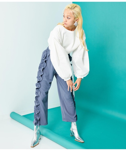 Settimissimo（セッティミッシモ）の「ランタンスリーブ 切替 プルオーバー（Tシャツ/カットソー・レディース・オフホワイト/ブラック・FREE）」の11枚目の写真