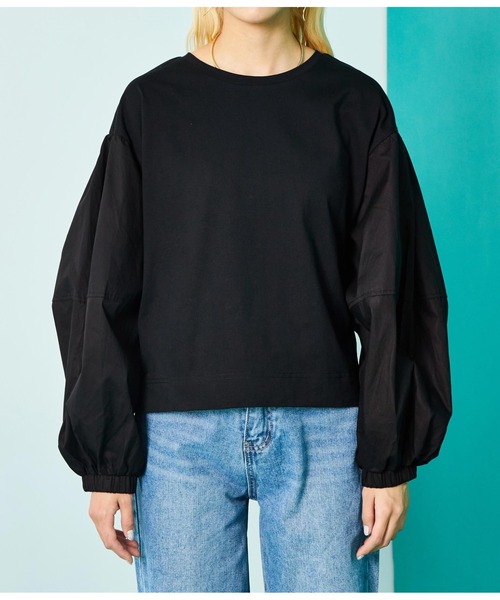 Settimissimo（セッティミッシモ）の「ランタンスリーブ 切替 プルオーバー（Tシャツ/カットソー・レディース・オフホワイト/ブラック・FREE）」の22枚目の写真