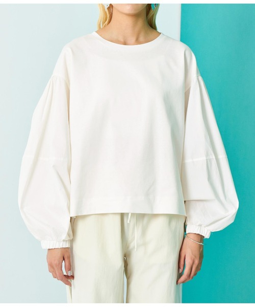 Settimissimo（セッティミッシモ）の「ランタンスリーブ 切替 プルオーバー（Tシャツ/カットソー・レディース・オフホワイト/ブラック・FREE）」の21枚目の写真