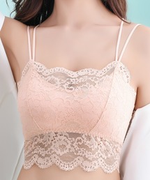 Lace Ladies（レースレディース）の「クロス ストラップ スカラップ レース ノンワイヤー ブラ（チューブトップ）」