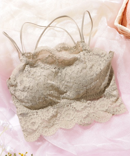 Lace Ladies（レースレディース）の「クロス ストラップ スカラップ レース ノンワイヤー ブラ（チューブトップ・レディース・ホワイト/モカ/ミント/ベージュ/ブラック・80/75/70）」の22枚目の写真
