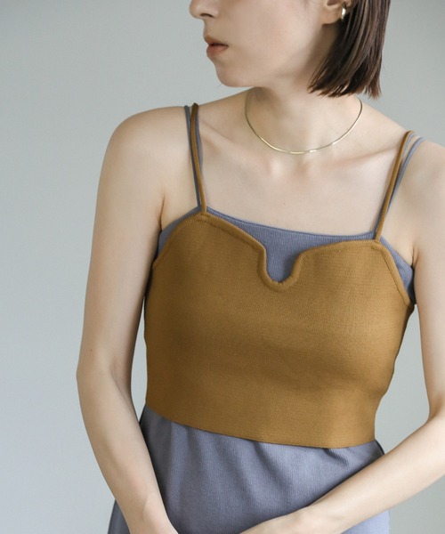 select MOCA（セレクトモカ）の「キャミニットビスチェ（ベスト・レディース・オリーブ/ブラック/ベージュ/アイボリー・FREE）」の4枚目の写真