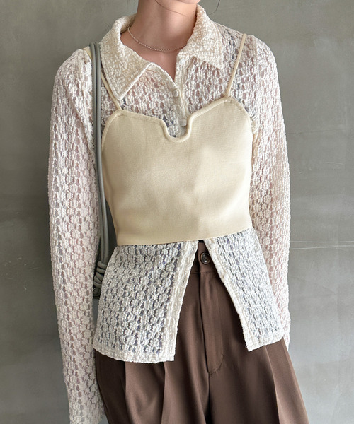 select MOCA（セレクトモカ）の「キャミニットビスチェ（ベスト・レディース・オリーブ/ブラック/ベージュ/アイボリー・FREE）」の2枚目の写真