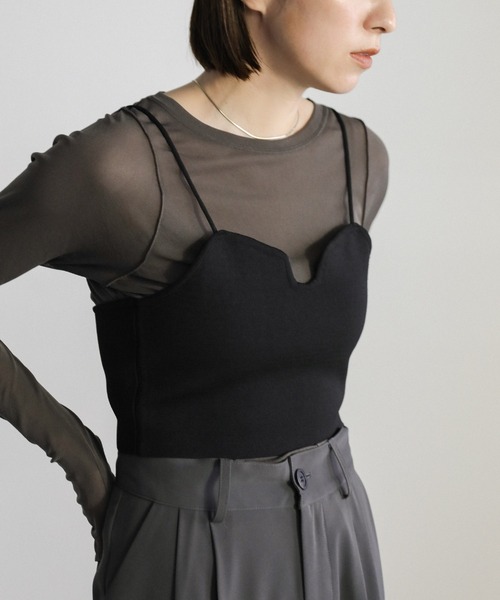 select MOCA（セレクトモカ）の「キャミニットビスチェ（ベスト・レディース・オリーブ/ブラック/ベージュ/アイボリー・FREE）」の17枚目の写真