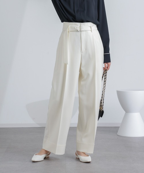 NANO universe(ナノユニバース)の「共ベルト付きハイウエストパンツ(その他パンツ・レディース・インディゴブルー/オフホワイト・M/S)」の3枚目の写真