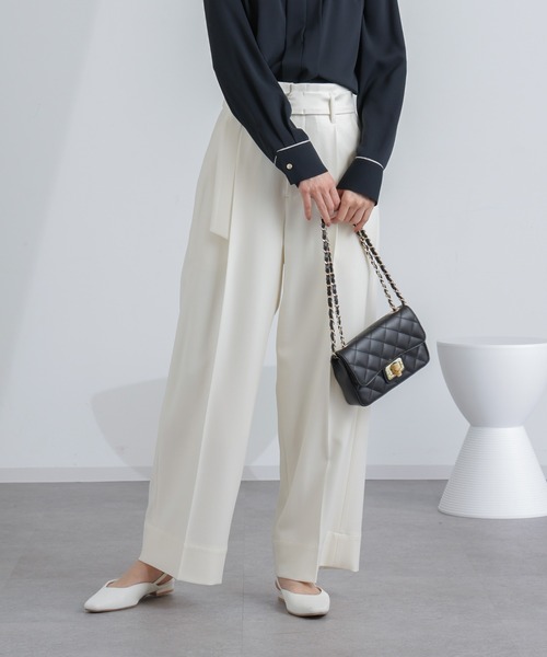 NANO universe(ナノユニバース)の「共ベルト付きハイウエストパンツ(その他パンツ・レディース・インディゴブルー/オフホワイト・M/S)」の5枚目の写真