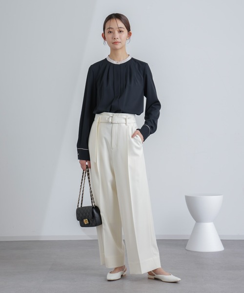 NANO universe(ナノユニバース)の「共ベルト付きハイウエストパンツ(その他パンツ・レディース・インディゴブルー/オフホワイト・M/S)」の6枚目の写真