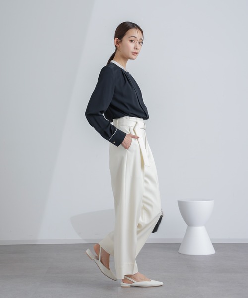 NANO universe(ナノユニバース)の「共ベルト付きハイウエストパンツ(その他パンツ・レディース・インディゴブルー/オフホワイト・M/S)」の8枚目の写真