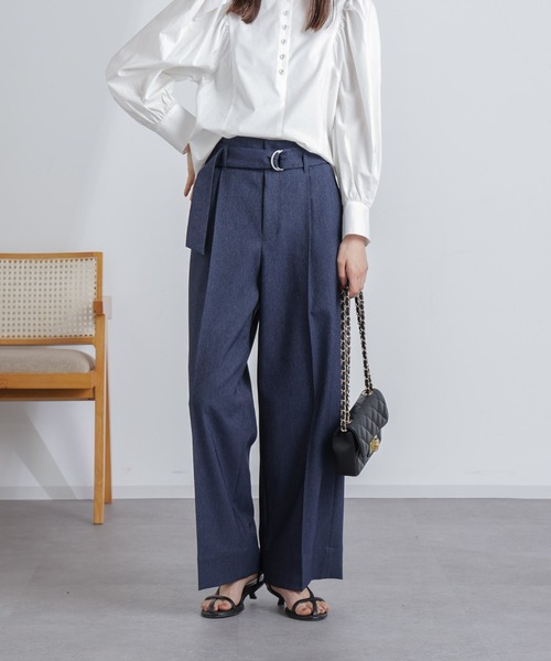 NANO universe(ナノユニバース)の「共ベルト付きハイウエストパンツ(その他パンツ・レディース・インディゴブルー/オフホワイト・M/S)」の10枚目の写真