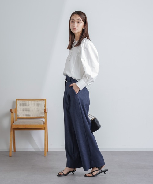 NANO universe(ナノユニバース)の「共ベルト付きハイウエストパンツ(その他パンツ・レディース・インディゴブルー/オフホワイト・M/S)」の13枚目の写真