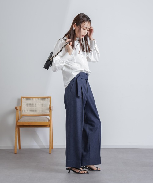 NANO universe(ナノユニバース)の「共ベルト付きハイウエストパンツ(その他パンツ・レディース・インディゴブルー/オフホワイト・M/S)」の14枚目の写真