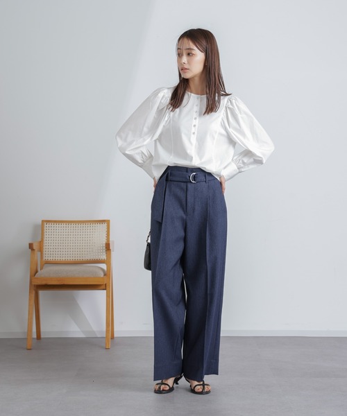 NANO universe(ナノユニバース)の「共ベルト付きハイウエストパンツ(その他パンツ・レディース・インディゴブルー/オフホワイト・M/S)」の15枚目の写真