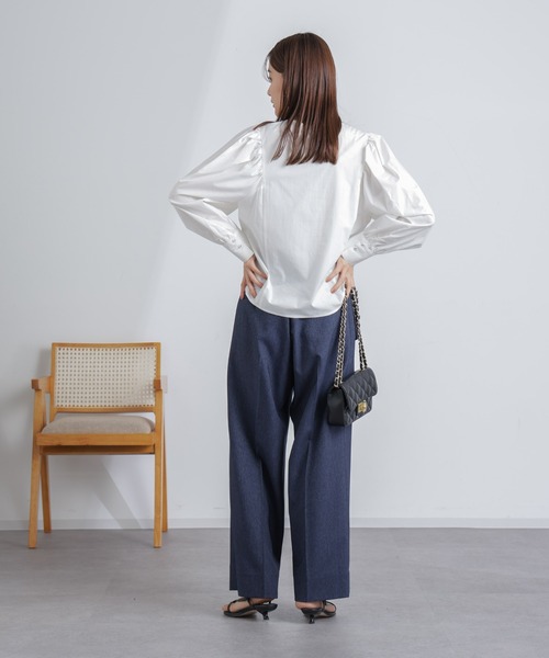 NANO universe(ナノユニバース)の「共ベルト付きハイウエストパンツ(その他パンツ・レディース・インディゴブルー/オフホワイト・M/S)」の16枚目の写真