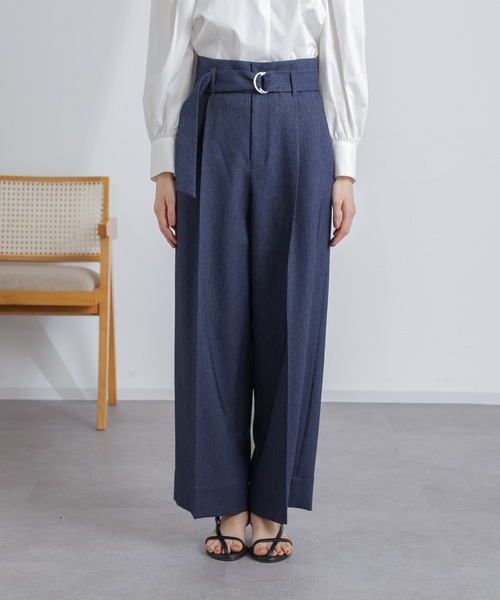 NANO universe(ナノユニバース)の「共ベルト付きハイウエストパンツ(その他パンツ・レディース・インディゴブルー/オフホワイト・M/S)」の17枚目の写真