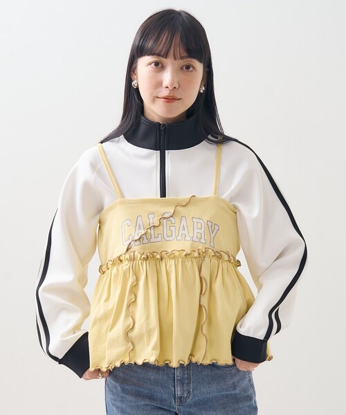 FREAK'S STORE(フリークスストア)の「ロゴ 配色メロー ビスチェ(キャミソール・レディース・ナチュラル/チャコール/イエロー・フリ-)」の3枚目の写真