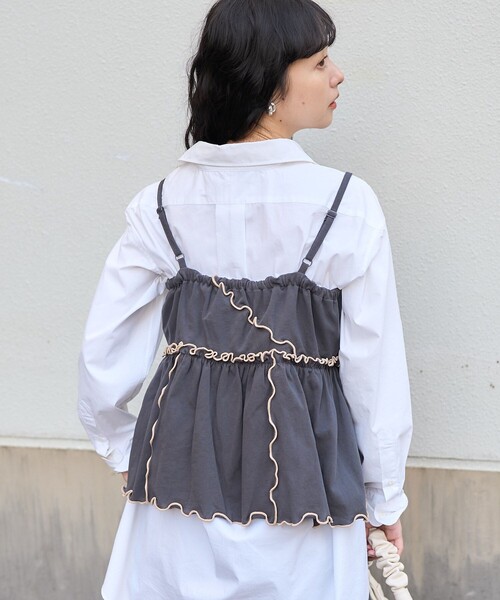FREAK'S STORE(フリークスストア)の「ロゴ 配色メロー ビスチェ(キャミソール・レディース・ナチュラル/チャコール/イエロー・フリ-)」の17枚目の写真