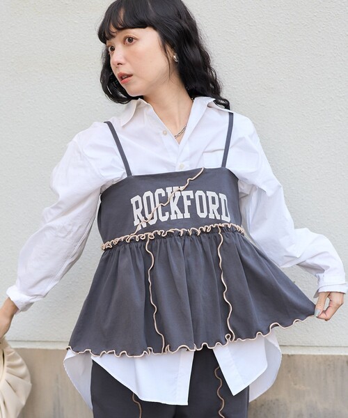 FREAK'S STORE(フリークスストア)の「ロゴ 配色メロー ビスチェ(キャミソール・レディース・ナチュラル/チャコール/イエロー・フリ-)」の20枚目の写真