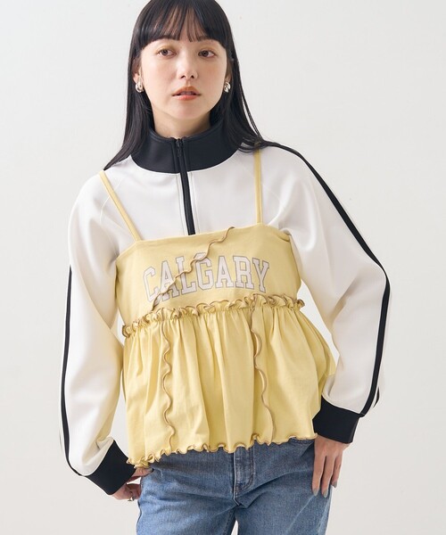 FREAK'S STORE(フリークスストア)の「ロゴ 配色メロー ビスチェ(キャミソール・レディース・ナチュラル/チャコール/イエロー・フリ-)」の19枚目の写真