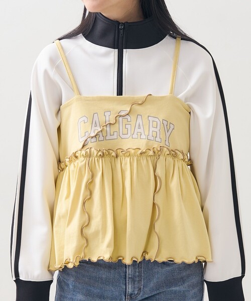 FREAK'S STORE(フリークスストア)の「ロゴ 配色メロー ビスチェ(キャミソール・レディース・ナチュラル/チャコール/イエロー・フリ-)」の16枚目の写真