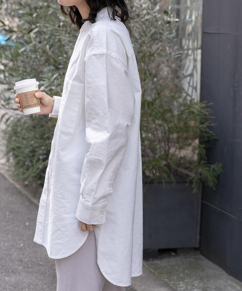 「FORK&SPOON」 長袖シャツ 1 オフホワイト レディース セール】FORK&SPOON オックスロングシャツ（シャツ/ブラウス