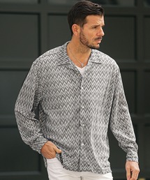 JOKER | バルファレース長袖総柄シャツ メンズ ルーズシルエット シアーシャツ オーバーサイズ 春服(シャツ/ブラウス)