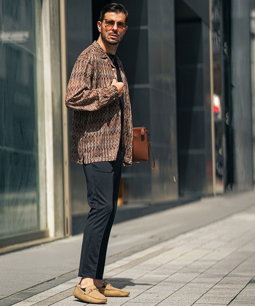 JOKER(ジョーカー)の「バルファレース長袖総柄シャツ メンズ ルーズシルエット シアーシャツ オーバーサイズ 春服(シャツ/ブラウス・メンズ・ブラウン/ブルー/ブラック・S/M/L)」の16枚目の写真