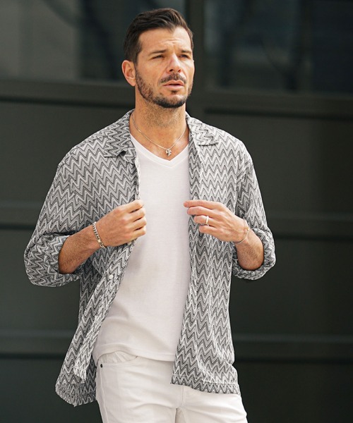 JOKER(ジョーカー)の「バルファレース長袖総柄シャツ メンズ ルーズシルエット シアーシャツ オーバーサイズ 春服(シャツ/ブラウス・メンズ・ブラウン/ブルー/ブラック・S/M/L)」の21枚目の写真