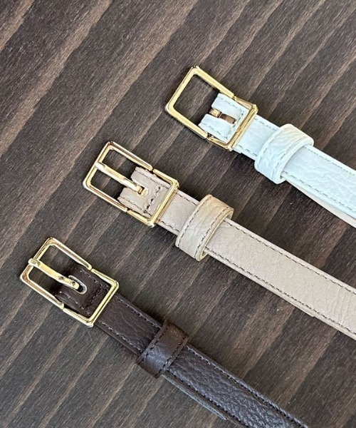 Doux archives（ドゥアルシーヴ）の「スクエアバックルベルト（ベルト・レディース・ブラウン/アイボリー/グレイッシュベージュ・FREE）」の13枚目の写真