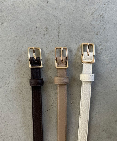 Doux archives（ドゥアルシーヴ）の「スクエアバックルベルト（ベルト・レディース・ブラウン/アイボリー/グレイッシュベージュ・FREE）」の14枚目の写真
