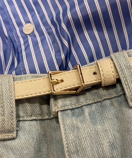 Doux archives（ドゥアルシーヴ）の「スクエアバックルベルト（ベルト・レディース・ブラウン/アイボリー/グレイッシュベージュ・FREE）」の7枚目の写真