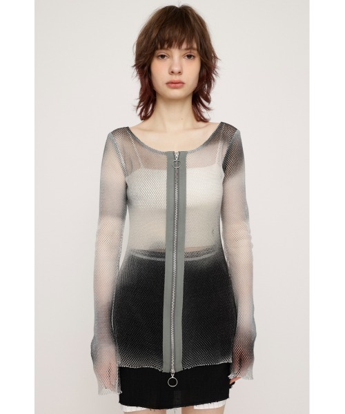 SLY(スライ)の「GRADATION MESH TOPS グラデーション メッシュ トップス(Tシャツ/カットソー・レディース・ブラック系その他2/ピンク系その他・FREE)」の6枚目の写真