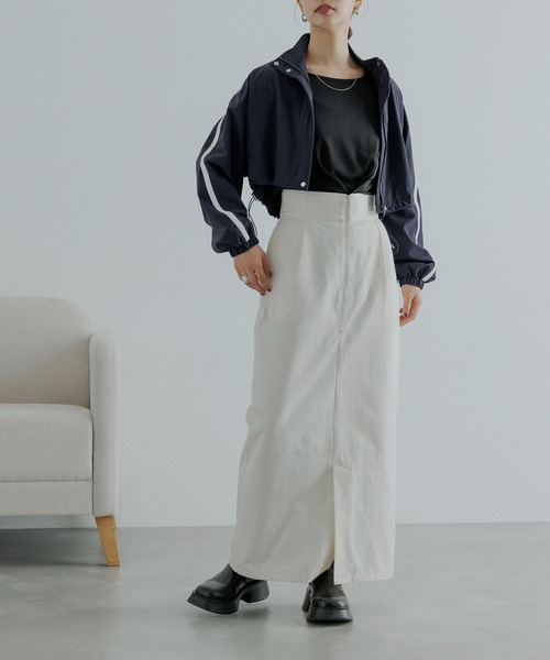 CE'E_SE'E（シーシー）の「フロントジップスリットスカート（スカート・レディース・ネイビー/オフホワイト/ブラック・FREE）」の6枚目の写真