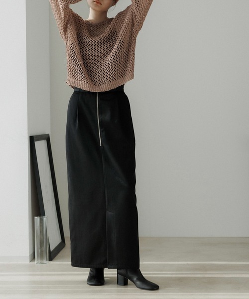 CE'E_SE'E（シーシー）の「フロントジップスリットスカート（スカート・レディース・ネイビー/オフホワイト/ブラック・FREE）」の5枚目の写真